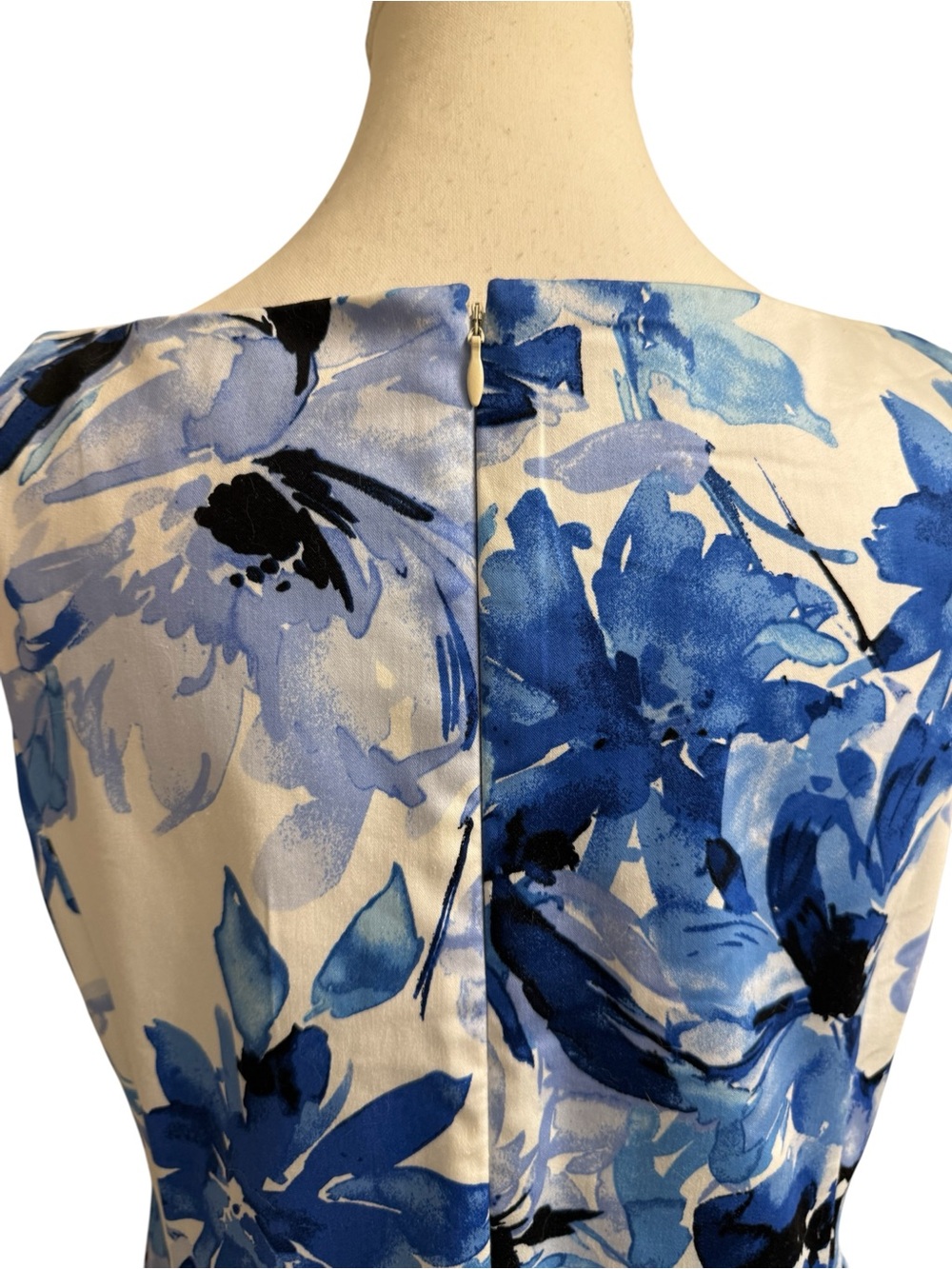 Chaps Blue and White Floral Midi Sheath Dress - Picture 6 of 10
